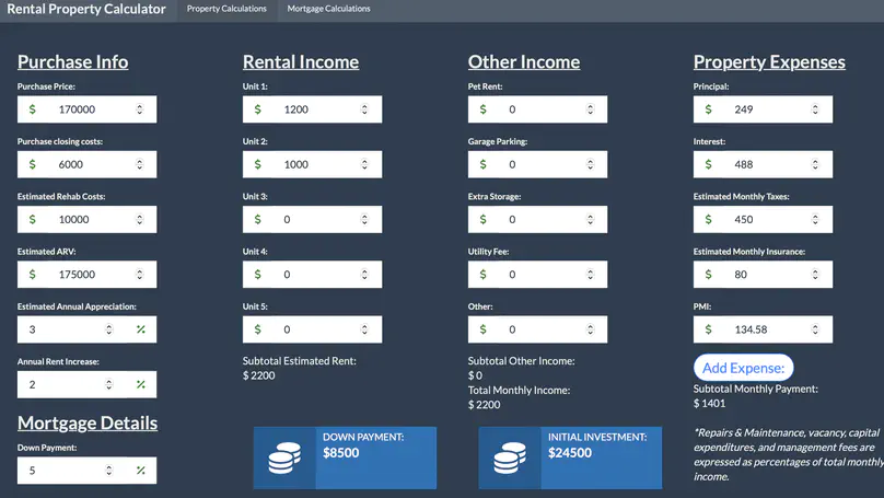 Real Estate Investing Calculator